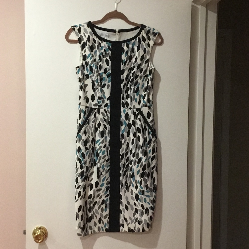 London Times Black and White Patterned Midi Dress